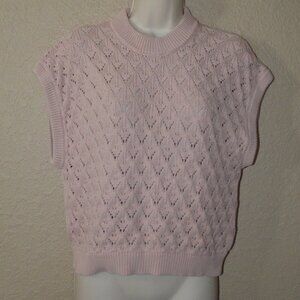 Sz XS/S Mr. Mittens Pink Knit Cotton Cap Sleeve Sweater Top